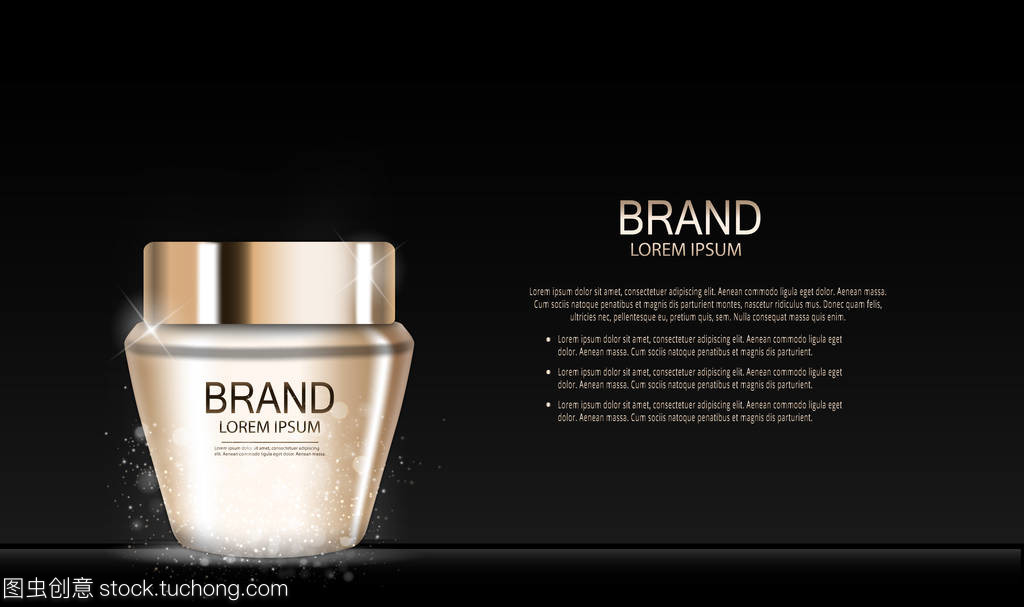 時裝設計化妝化妝品產品模板廣告或雜志背景。睫毛膏產品系列 Reportv 3d 逼真矢量插畫